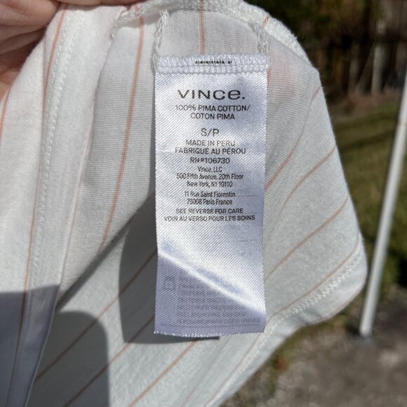 Vince Crew Neck Pima Cotton Striped Short Sleeve T Shirt Size S - Picture 6 of 7